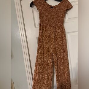 Art Class Brown Floral Kids Jumpsuit